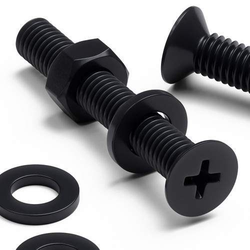 20x Black PP Countersunk Plastic Screws & Bolts M6 x 40mm, Nuts & Washers