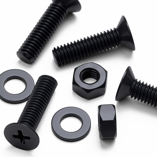 20x Black PP Countersunk Plastic Screws & Bolts M6 x 20mm, Nuts & Washers