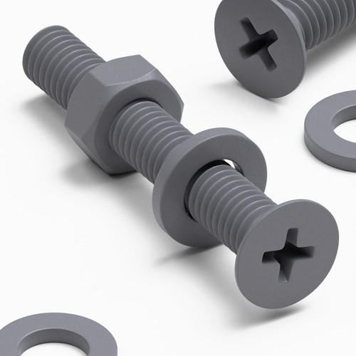20x Grey PP Countersunk Plastic Screws & Bolts M6 x 40mm, Nuts & Washers