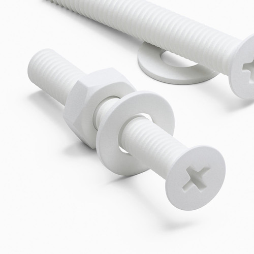 20x White PP Countersunk Plastic Screws & Bolts M3 x 20mm, Nuts & Washers