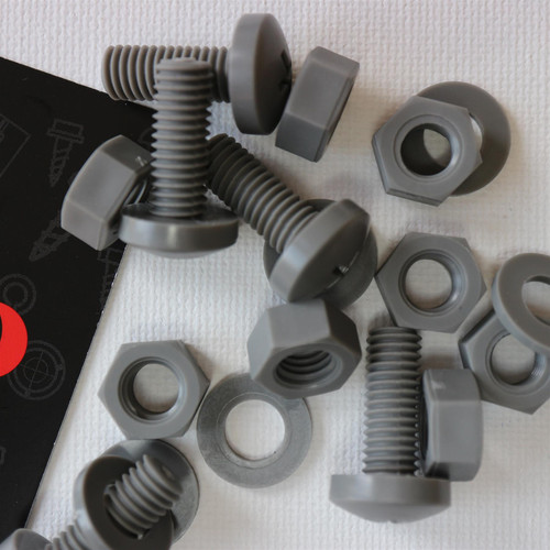 20x Grey, Pan Cross Head, (PP), M8 x 20mm, Plastic Bolts, Nuts & Washers -Screws