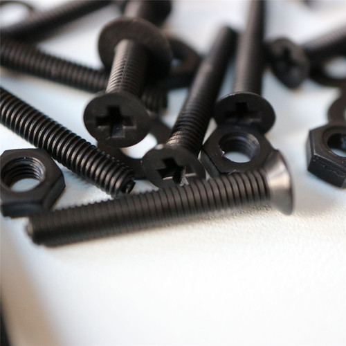 20x Black PP Countersunk Plastic Screws & Bolts M3 x 20mm, Nuts & Washers