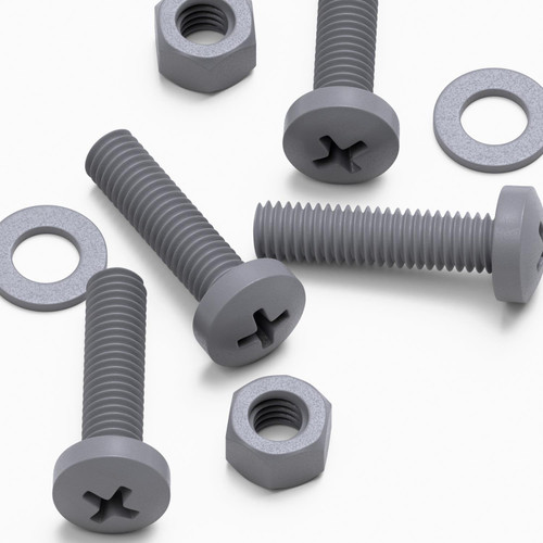 20x Grey PP Pan Head Cross Plastic Screws & Bolts M5 x 20 mm, Nuts & Washers