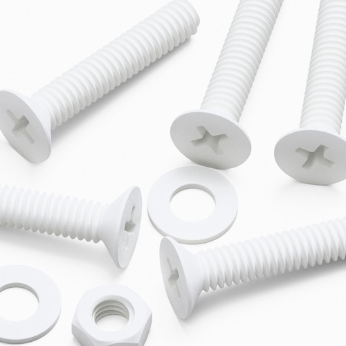 20x White PP Countersunk Plastic Screws & Bolts M4 x 20 mm, Nuts & Washers