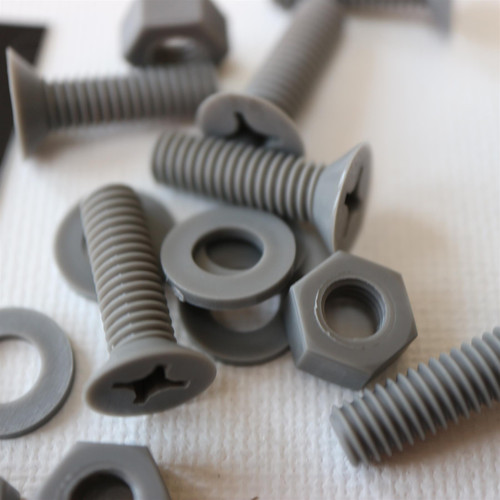 20x Grey PP Countersunk Plastic Screws & Bolts M6 x 20mm, Nuts & Washers