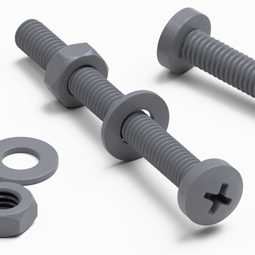 20x Grey PP Pan Head Cross Plastic Screws & Bolts M4 x 40 mm, Nuts & Washers