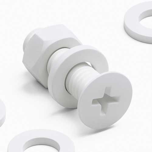 20x White PP Countersunk Plastic Screws & Bolts M6 x 20mm, Nuts & Washers