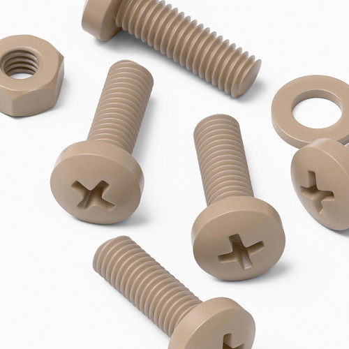 5x Natural PEEK Pan Head Plastic Screws & Bolts M6 x 20 mm, Nuts & Washers