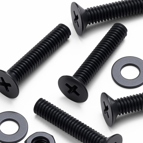 20x Black PP Countersunk Plastic Screws & Bolts M4 x 20mm, Nuts & Washers