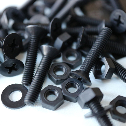 20x Black, Countersunk Cross Head, (PP), M4 x 20mm, Plastic Bolts, Nuts & Washers - Screws