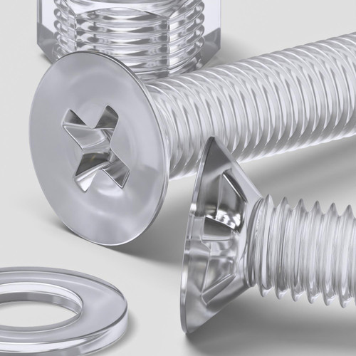 20x Clear Acrylic Countersunk Screws & Bolts M8 x 40 mm, Nuts & Washers