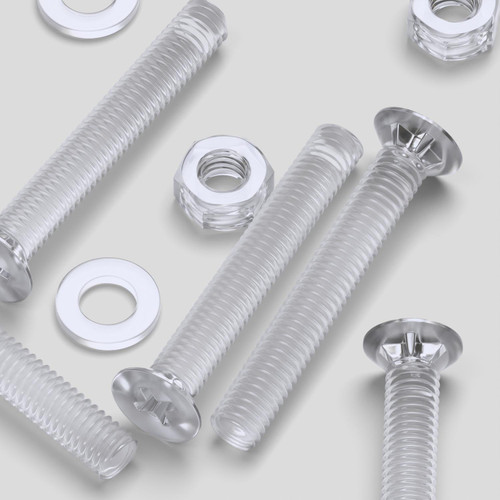 20x Clear Acrylic Countersunk Screws & Bolts M6 x 40 mm, Nuts & Washers