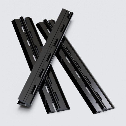3x Black Acrylic Piano Hinges 300mm, Continuous Plastic Hinges