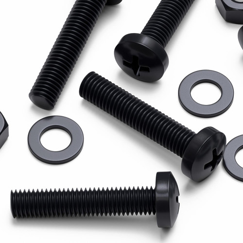20x Black PP Pan Head Plastic Screws & Bolts M8 x 40 mm, Nuts & Washers