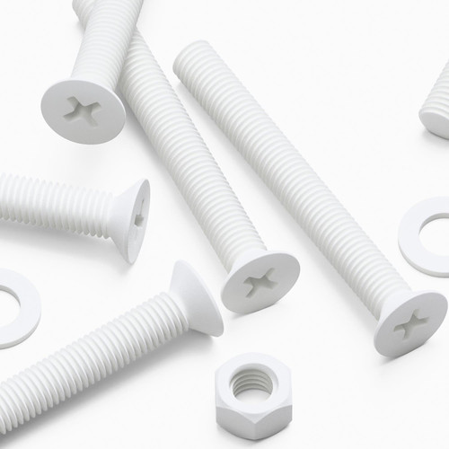 20x White PP Countersunk Plastic Screws & Bolts M5 x 40 mm, Nuts & Washers
