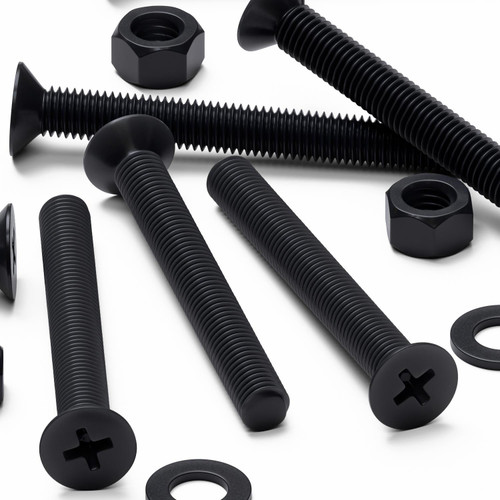 20x Black PP Countersunk Plastic Screws & Bolts M5 x 40 mm, Nuts & Washers