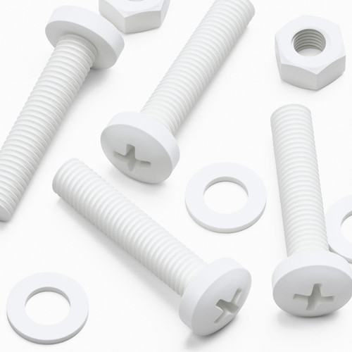 20x White PP Pan Head Plastic Screws & Bolts M8 x 40 mm, Nuts & Washers