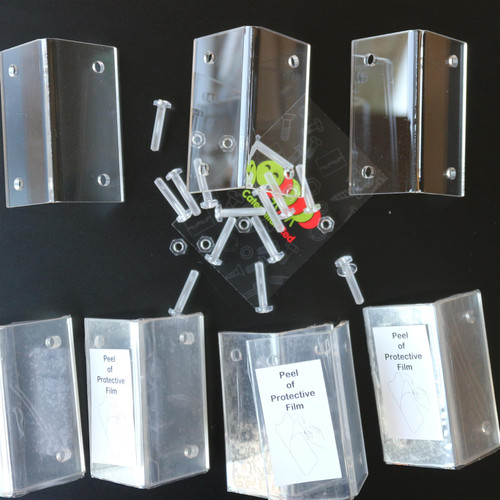 10 x Large Angled L Brackets, Polished Clear Acrylic + 50x M5 Bolts - (Right Angle Bracket)