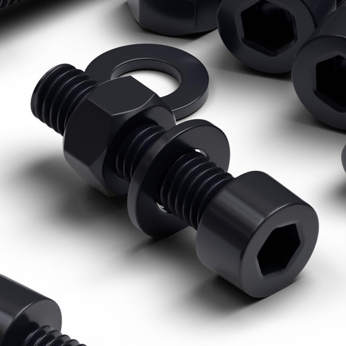 50x Black Nylon Socket Hex Head, M5 x 20 mm, Plastic Bolts, Nuts & Washers