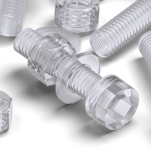 50x Clear Acrylic Socket Head Machine Screws M5 x 20mm, Nuts & Washers