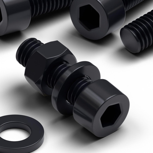 50x Black Nylon, Socket Head, M6 x 20mm, Plastic Bolts, Nuts & Washers - Screws