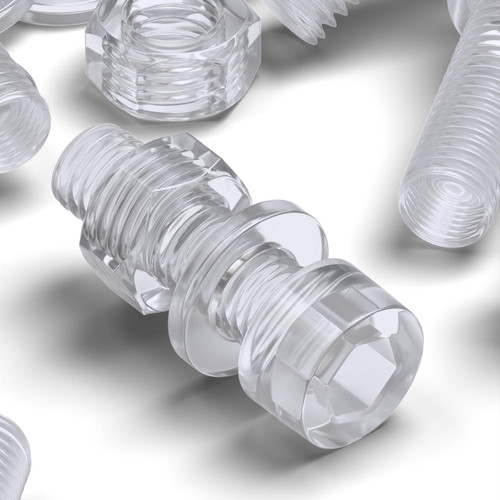 50x Clear Acrylic Socket Head Machine Screws M6 x 20mm, Nuts & Washers