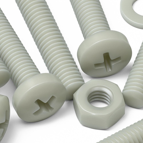 50x Glass Filled Nylon Pan Head Machine Screws M6 x 40 mm, Nuts & Washers