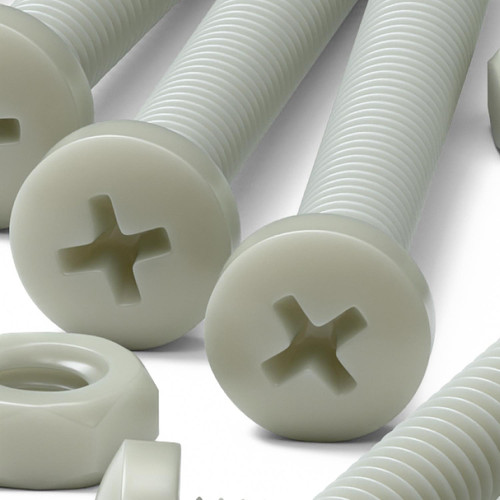 50x Glass Filled Nylon Pan Head Machine Screws M4 x 40mm, Nuts & Washers