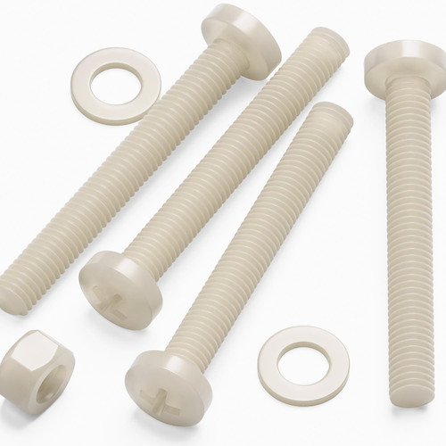 50x Natural Nylon Pan Head Machine Screws & Bolts M5 x 40mm, Nuts & Washers