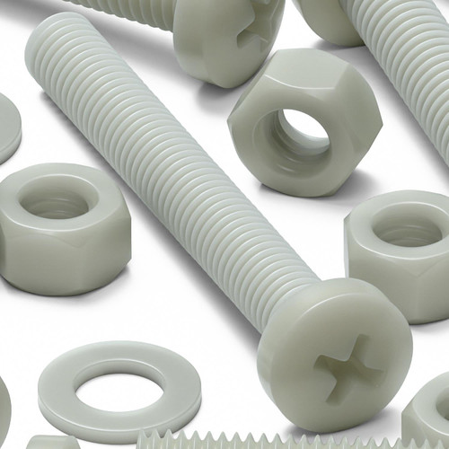 50x Glass Filled Nylon Pan Head Machine Screws M5 x 40mm, Nuts & Washers
