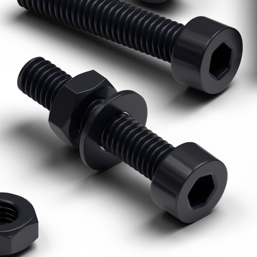 50x Black Nylon, Socket Head, M3 x 20mm, Plastic Bolts, Nuts & Washers - Screws