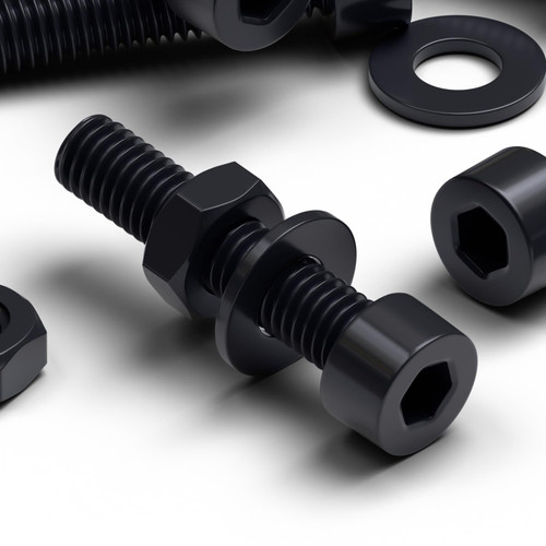 50x Black Nylon Socket Head Machine Screws M4 x 20mm, Nuts & Washers