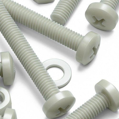 50x Glass Filled Nylon Pan Head Machine Screws M6 x 60mm, Nuts & Washers