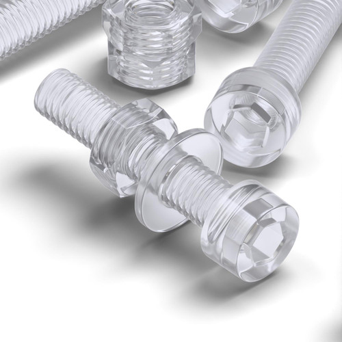 50x Clear Acrylic Socket Head Machine Screws M4 x 20mm, Nuts & Washers