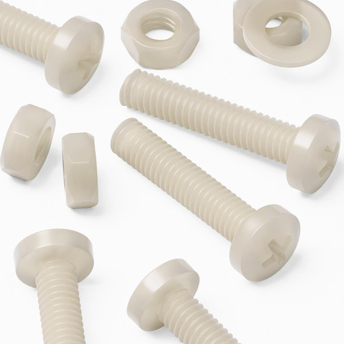 50x Natural Nylon Pan Head Machine Screws & Bolts M4 x 20 mm, Nuts & Washers