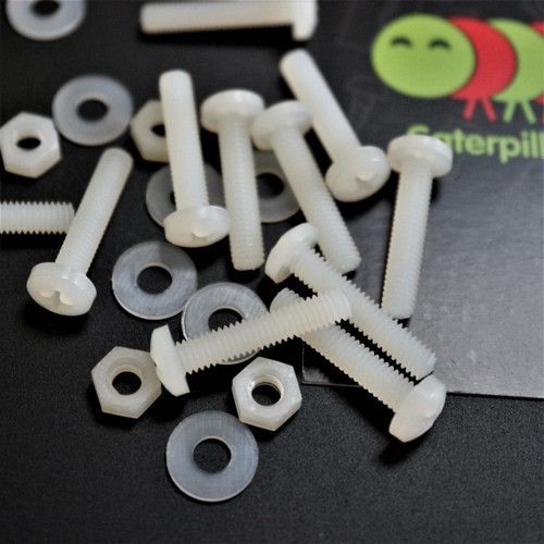 50x Nylon, Pan Cross Head, M4 x 20mm, Plastic Bolts, Nuts & Washers - Screws