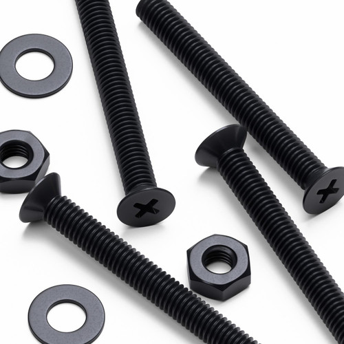 50x Black Nylon Countersunk Cross Machine Screws M3 x 25mm, Nuts & Washers