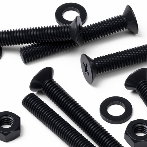50x Black Nylon Countersunk Cross Machine Screws M6 x 40mm, Nuts & Washers