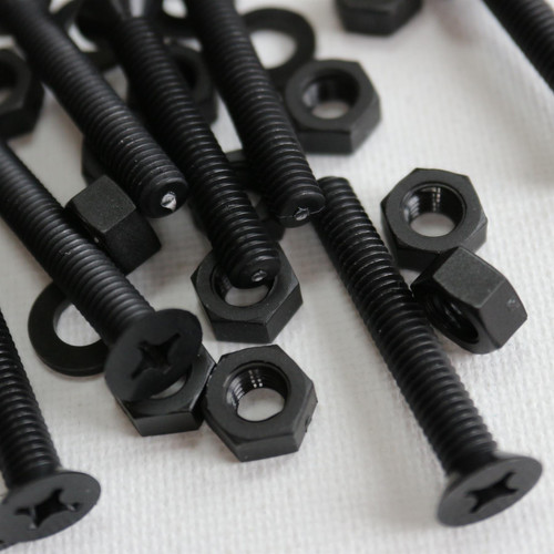 50x Black Nylon, Countersunk Cross Head, M6 x 40mm, Plastic Bolts, Nuts & Washers - Screws