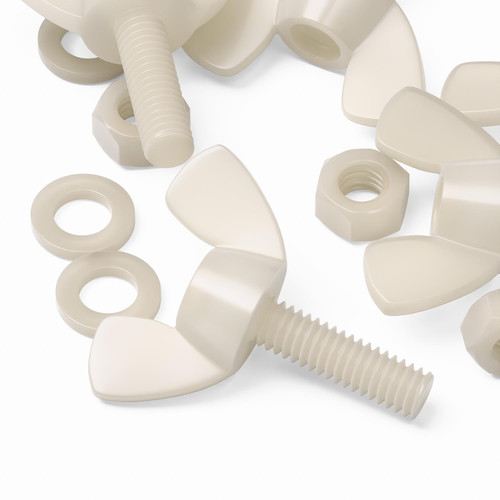 50x Natural Nylon Plastic Butterfly Wing Screws M6 x 20 mm, Nuts & Washers