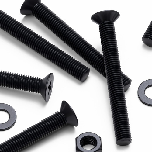 50x Black Nylon Countersunk Cross Machine Screws M5 x 40mm, Nuts & Washers