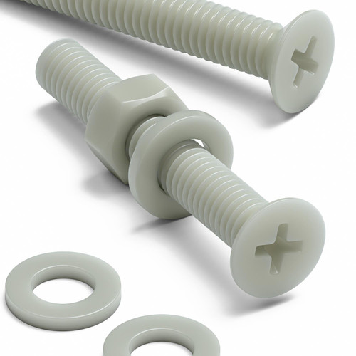 50x Glass Filled Nylon Countersunk Machine Screws M6 x 40 mm, Nuts & Washers