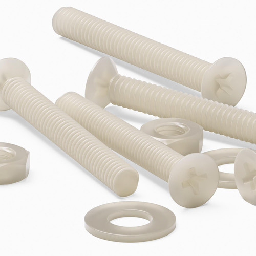 50x Nylon, Countersunk Cross Head, M2 x 16mm, Plastic Bolts, Nuts & Washers - Screws