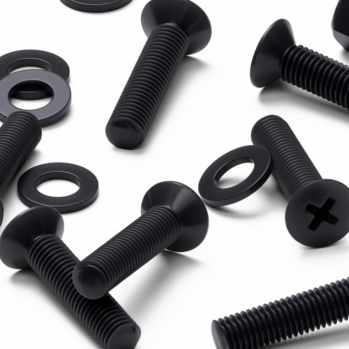 50x Black Nylon Countersunk Cross Machine Screws M5 x 20 mm, Nuts & Washers