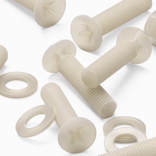 50x Nylon, Countersunk Cross Head, M5 x 20mm, Plastic Bolts, Nuts & Washers - Screws