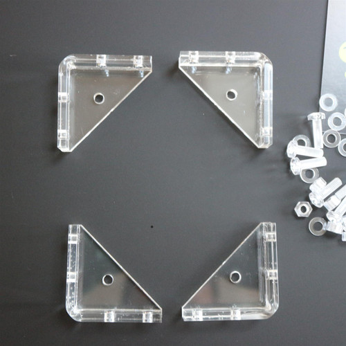 4 x V3, 5mm thickness, Corner Brackets, Clear Transparent Perspex