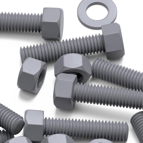 50x Grey PVC Hex Head Plastic Screws & Bolts M5 x 20mm, Nuts & Washers