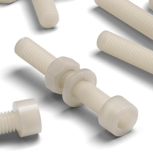 50x Natural Nylon Socket Head Machine Screws M6 x 40 mm, Nuts & Washers