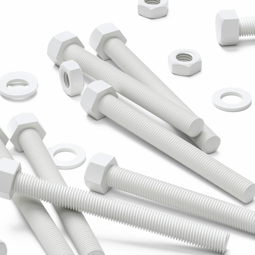5x White PP Hex Head Plastic Screws & Bolts M16 x 150 mm, Nuts & Washers
