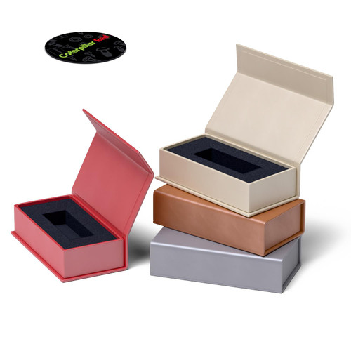 4 x Magnetic, Silver Grey/Red/Cream/Orange, USB Presentation Gift Boxes - For Flash Drives, Removable Drives